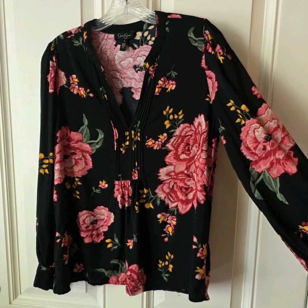 Jessica Simpson Black Floral Blouse